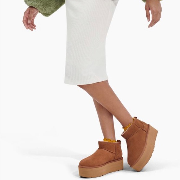 All Gender Classic Ultra Mini Platform UGG boots+chestnut+Sz 10+100% Aut… - Picture 2 of 8